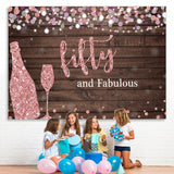 Load image into Gallery viewer, Lofaris Fifty and Fabulous Wooden Pink Boekh Birthday Backdrop