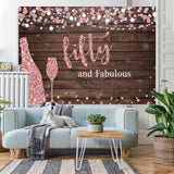Load image into Gallery viewer, Lofaris Fifty and Fabulous Wooden Pink Boekh Birthday Backdrop