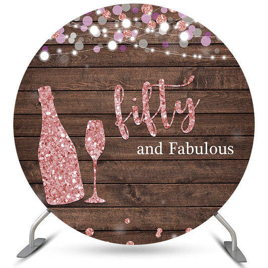 Lofaris Fifty And Fabulous Wooden Pink Circle Birthday Backdrop