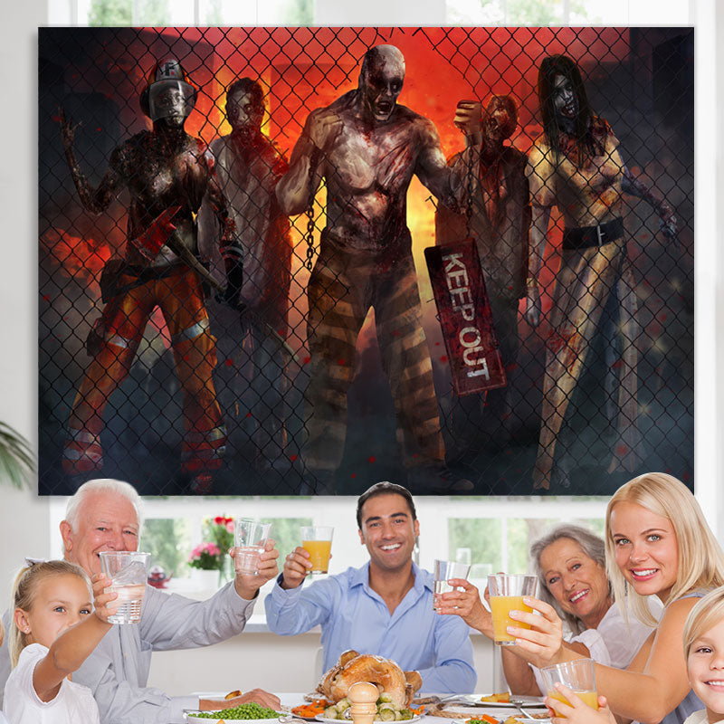 Lofaris Fire Mutant Barbed Wire Backdrop for Halloween