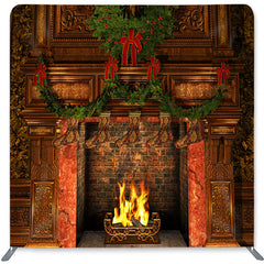 Lofaris Fireplace Brick Double-Sided Backdrop for Christmas