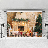 Load image into Gallery viewer, Lofaris Fireplace Brick Wall Christmas Photoshoot Backdrops