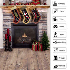 Lofaris Fireplace Wall Christmas Socks Photoshoot Backdrop