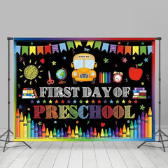 Lofaris First Day Of Preschool Black Back To School Backdrop