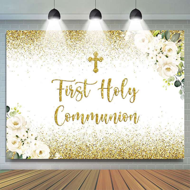 Lofaris First Holy Communion Golden Bokeh Backdrop for Kids