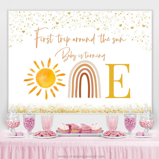 Lofaris First Trip Around The Sun Happy 1St Birthday Backdrop