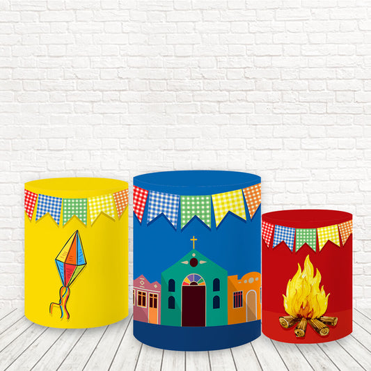 Lofaris Flag Kite Cylinder Cover Happy Holiday Cake Table