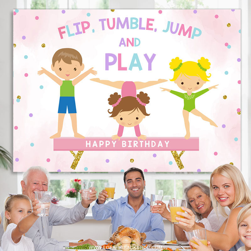 Lofaris Flip Tumble Jump And Play Spots Kids Birthday Backdrop