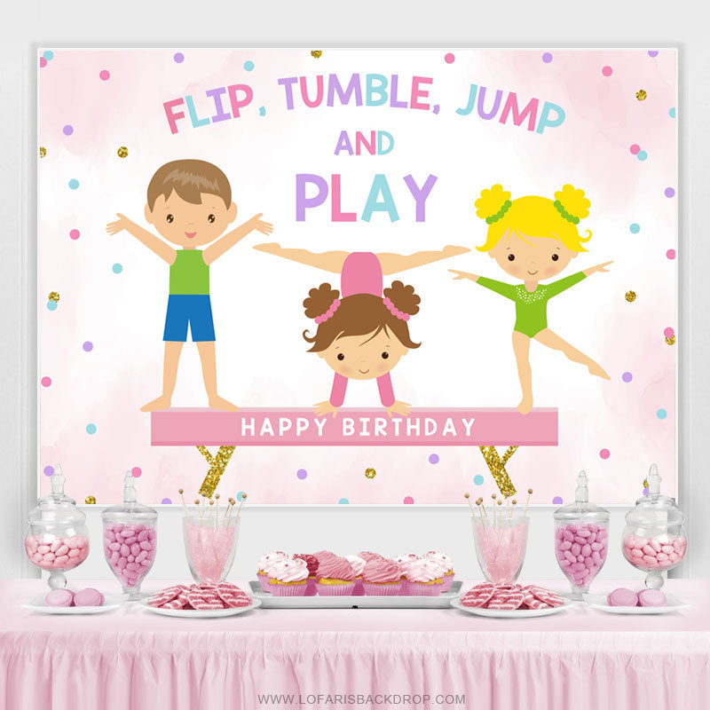Lofaris Flip Tumble Jump And Play Spots Kids Birthday Backdrop