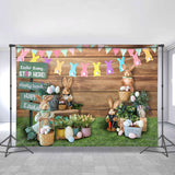 Load image into Gallery viewer, Lofaris Floral And Cute Rabbit Wooden Happy Easter Day Backdrop