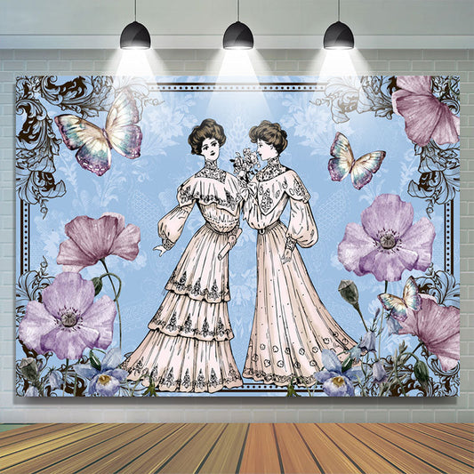 Lofaris Floral And Elegant Vintage Court Princess Backdrop