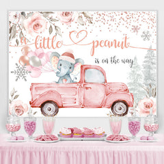 Lofaris Floral And Elephant On The Truck Baby Shower Backdrop