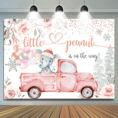 Lofaris Floral And Elephant On The Truck Baby Shower Backdrop