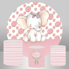 Lofaris Floral And Elephant Round Girls Birthday Backdrop Kit
