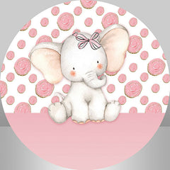 Lofaris Floral And Elephant Round Girls Birthday Backdrop Kit