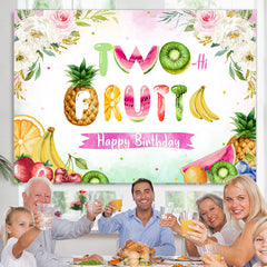 Lofaris Floral And Fruit Happy 2Nd Birthday Backdrop For Girl