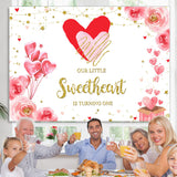 Load image into Gallery viewer, Lofaris Floral And Glitter Balloon Happy 1St Birthday Backdrop