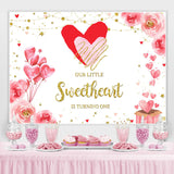 Load image into Gallery viewer, Lofaris Floral And Glitter Balloon Happy 1St Birthday Backdrop