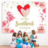Load image into Gallery viewer, Lofaris Floral And Glitter Balloon Happy 1St Birthday Backdrop