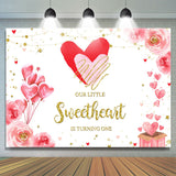 Load image into Gallery viewer, Lofaris Floral And Glitter Balloon Happy 1St Birthday Backdrop