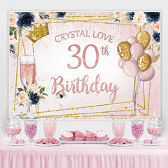 Lofaris Floral And Glitter Crystal Love 30Th Birthday Backdrop