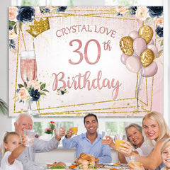 Lofaris Floral And Glitter Crystal Love 30Th Birthday Backdrop