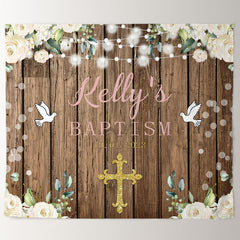 Lofaris Floral And Glitter God Bless Wooden Wedding Backdrop