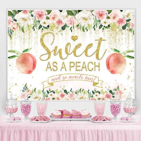Lofaris Floral And Glitter Sweet Peach Baby Shower Backdrop
