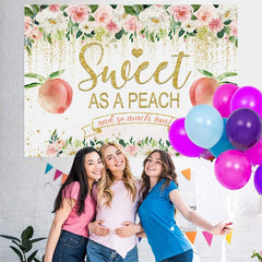 Lofaris Floral And Glitter Sweet Peach Baby Shower Backdrop