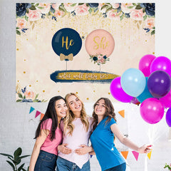Lofaris Floral And Glitter With Balloons Baby Shower Backdrop