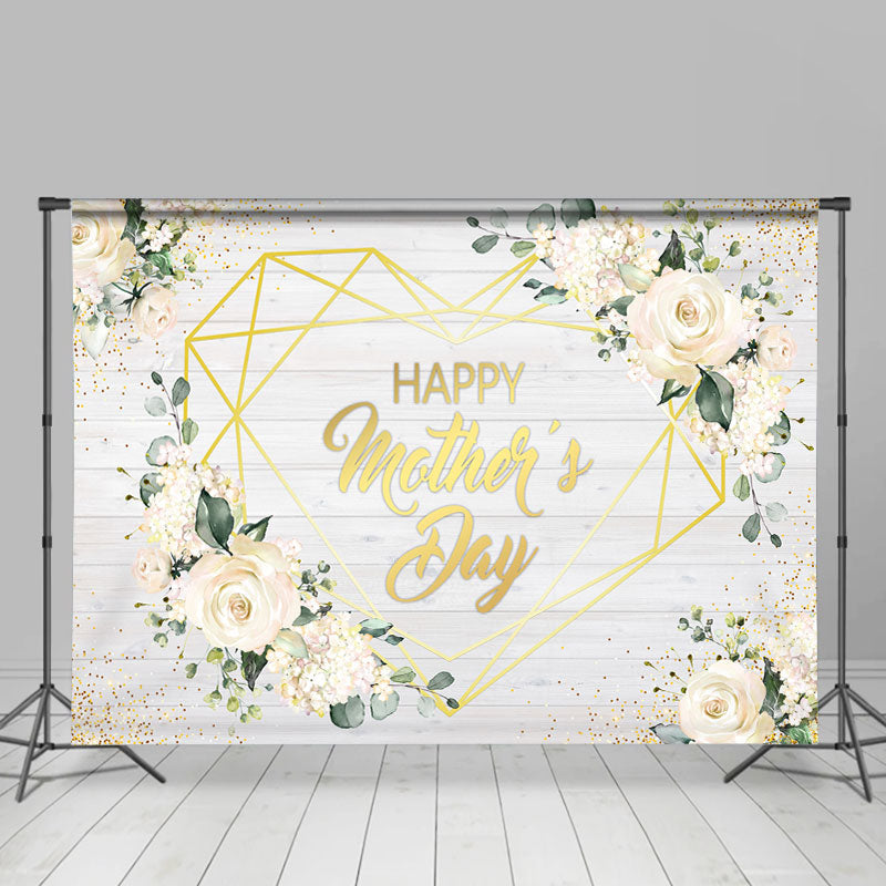 Lofaris Floral And Glitter Wooden Happy Mothers Day Backdrop