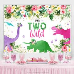Lofaris Floral And Green Leaves Shes 2nd Wild Birthday Backdrop