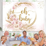 Load image into Gallery viewer, Lofaris Floral And Leaves Golden Theme Baby Shower Backdrop