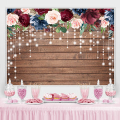 Lofaris Floral And Light Wooden Baby Shower Backdrop For Girl