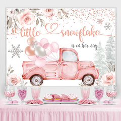 Lofaris Floral And Lovely Truck Baby Shower Backdrop For Girl