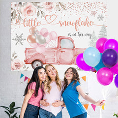 Lofaris Floral And Lovely Truck Baby Shower Backdrop For Girl