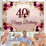 Load image into Gallery viewer, Lofaris Floral And Pink Glitter Happy 40th Birthday Backdrop