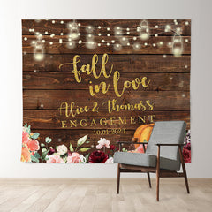 Lofaris Floral and Pumpkin Wooden Backdrop for Wedding Party