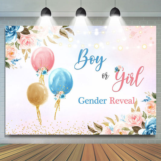 Lofaris Floral And Shiny Gender Reveal Baby Shower Backdrop