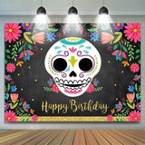 Load image into Gallery viewer, Lofaris Floral Black Photoshoot Backdrop for Birthday Party