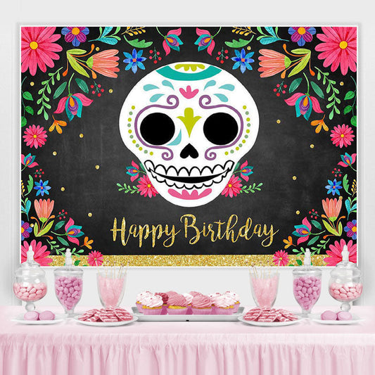 Lofaris Floral Black Photoshoot Backdrop for Birthday Party