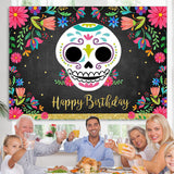 Load image into Gallery viewer, Lofaris Floral Black Photoshoot Backdrop for Birthday Party