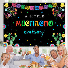 Lofaris Floral Cactus Little Muchacho Baby Shower Backdrop