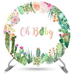 Lofaris Floral Cactus Oh Baby Round Backdrop For Shower