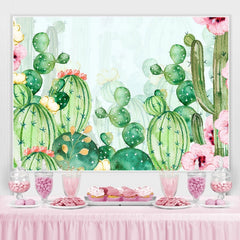 Lofaris Floral Cactus Watercolor Baby Shower Backdrop