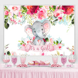Load image into Gallery viewer, Lofaris Floral Cute Elephant Baby Shower Backdrop For Girl