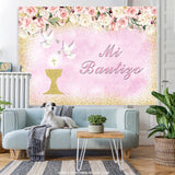 Load image into Gallery viewer, Lofaris Floral Dove Mi Bautizo Baptism For Baby Girl Backdrop