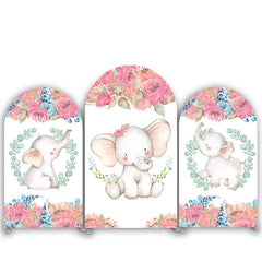 Lofaris Floral Elephant Baby Shower Arched Backdrop Kit