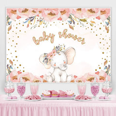 Lofaris Floral Elephant Pink Photoshoot Backdrop for Baby Shower