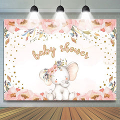 Lofaris Floral Elephant Pink Photoshoot Backdrop for Baby Shower